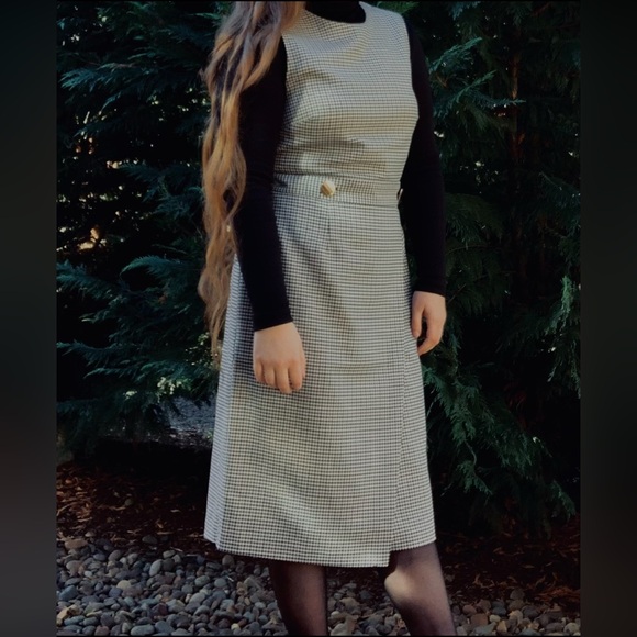 H&M Houndstooth Faux Wrap Midi Dress - Picture 3 of 3